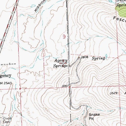 Topographic Map of Agency Springs, MT
