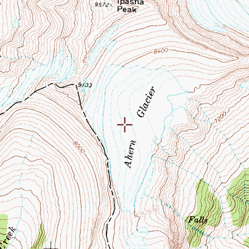 Topographic Map of Ahern Glacier, MT