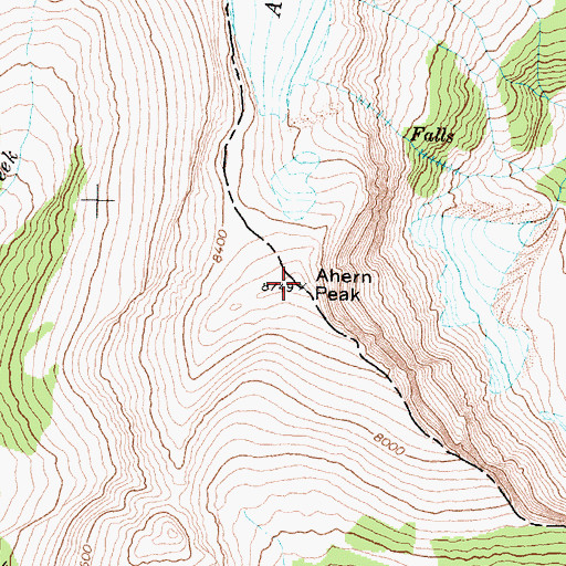Topographic Map of Ahern Peak, MT