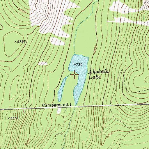 Topographic Map of Akokala Lake, MT