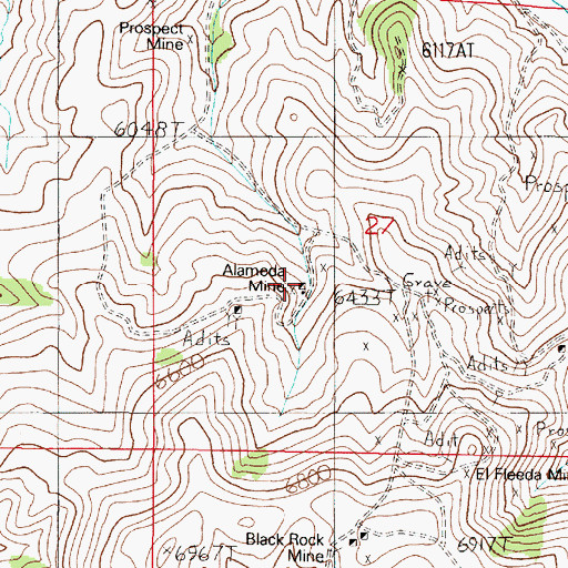 Topographic Map of Alameda Mine, MT