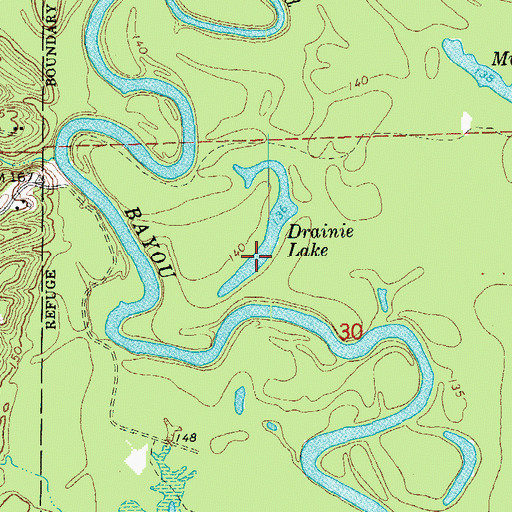Topographic Map of Drainie Lake, AR