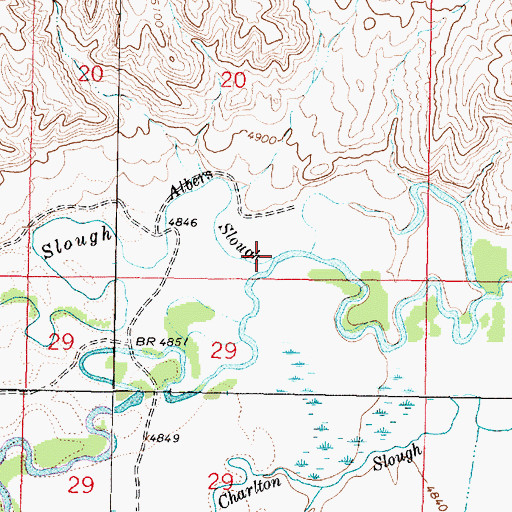 Topographic Map of Albers Slough, MT