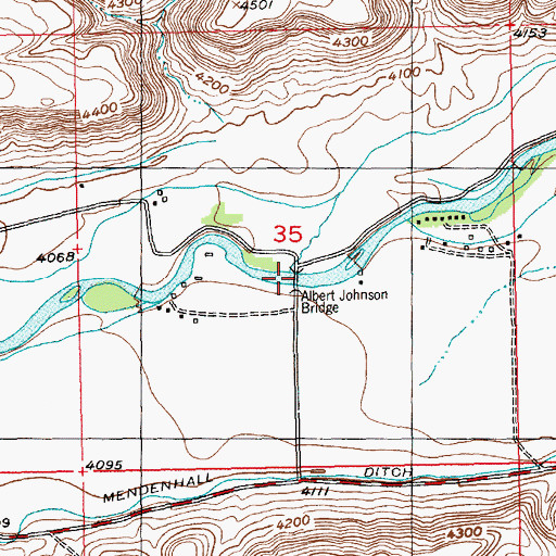 Topographic Map of Albert Johnson Bridge, MT