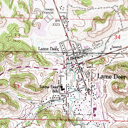 Topographic Map of Alderson Creek, MT
