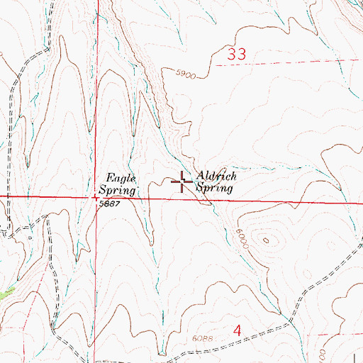Topographic Map of Aldrich Spring, MT