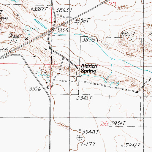 Topographic Map of Aldrich Spring, MT