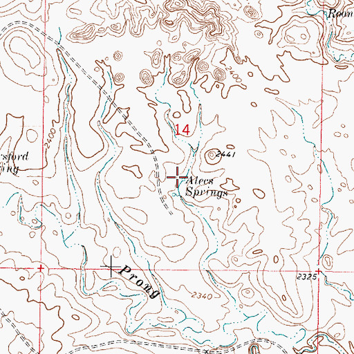 Topographic Map of Alecs Springs, MT