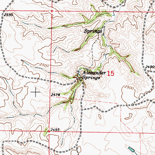 Topographic Map of Alexander Springs, MT