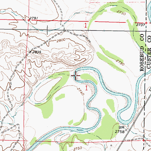 Topographic Map of Alfalfa Creek, MT