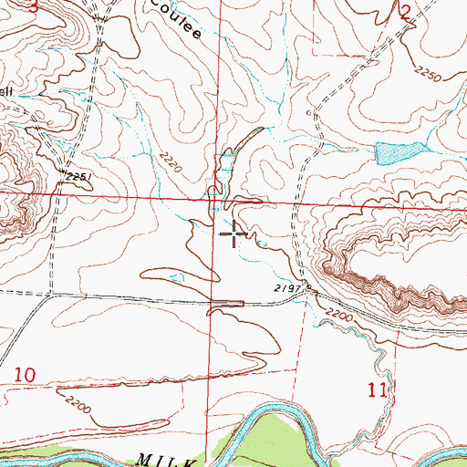 Topographic Map of Alkali Coulee, MT