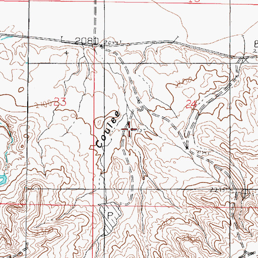 Topographic Map of Alkali Coulee, MT
