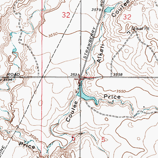 Topographic Map of Alkali Coulee, MT