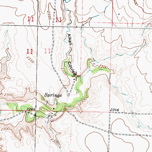 Topographic Map of Alkali Coulee, MT