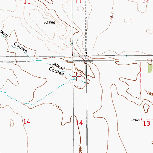 Topographic Map of Alkali Coulee, MT