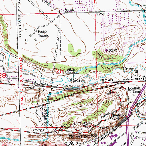 Topographic Map of Alkali Siphon, MT