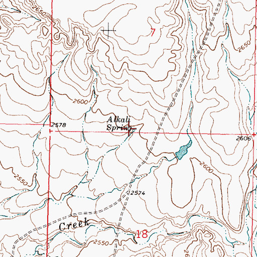 Topographic Map of Alkali Spring, MT