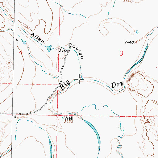 Topographic Map of Allen Coulee, MT