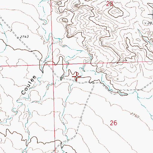 Topographic Map of Allen Coulee, MT