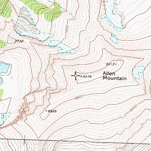 Topographic Map of Allen Mountain, MT