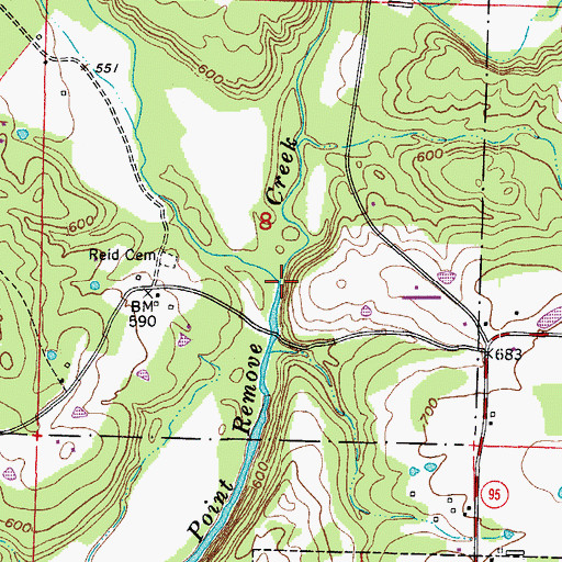 Topographic Map of Driver Creek, AR