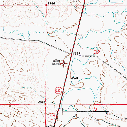 Topographic Map of Allen Ranch, MT