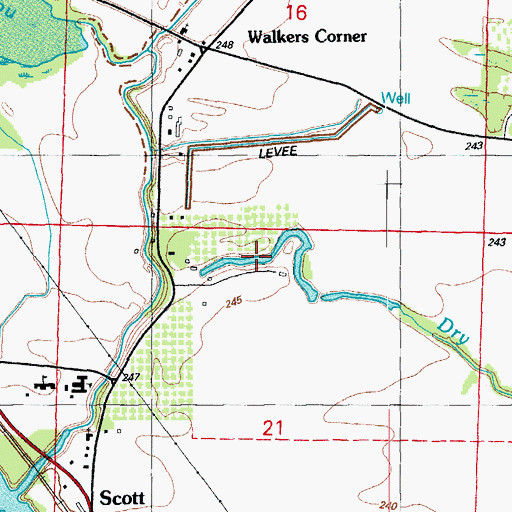 Topographic Map of Dry Bayou, AR