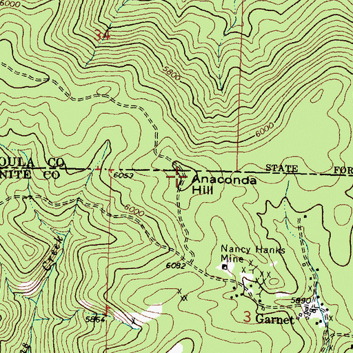 Topographic Map of Anaconda Hill, MT