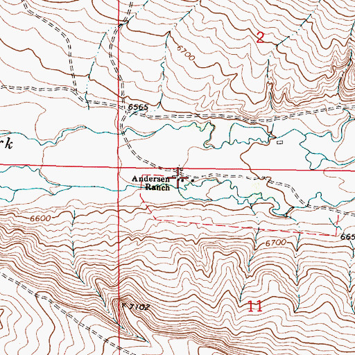 Topographic Map of Andersen Ranch, MT