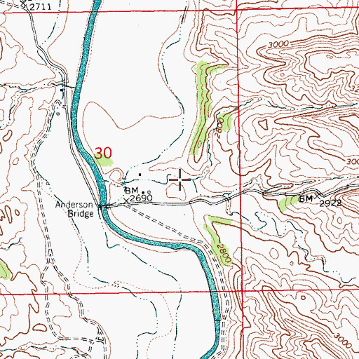 Topographic Map of Anderson Coulee, MT