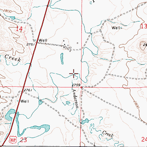 Topographic Map of Anderson Creek, MT