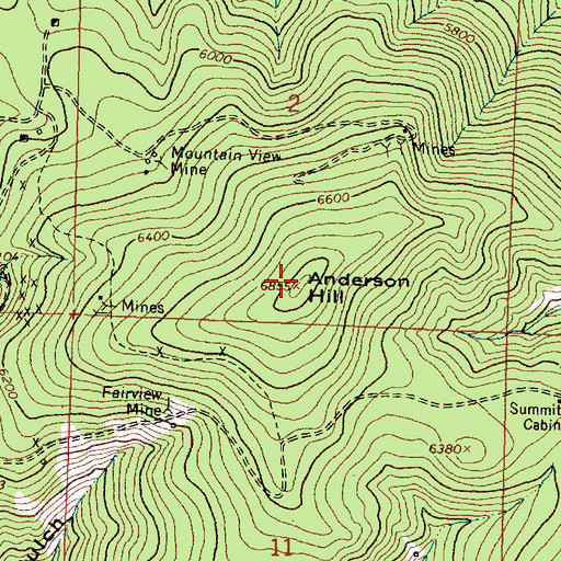 Topographic Map of Anderson Hill, MT