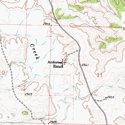 Topographic Map of Anderson Ranch, MT