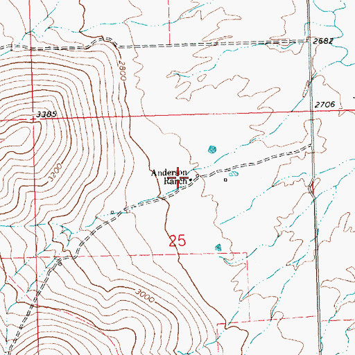 Topographic Map of Anderson Ranch, MT