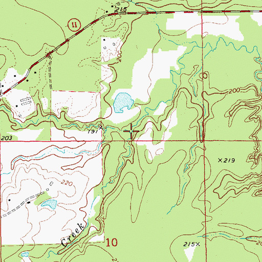 Topographic Map of Dry Fork Creek, AR