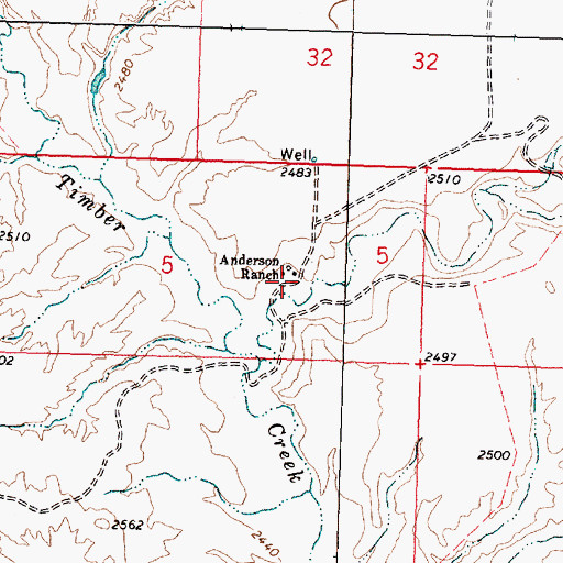 Topographic Map of Anderson Ranch, MT