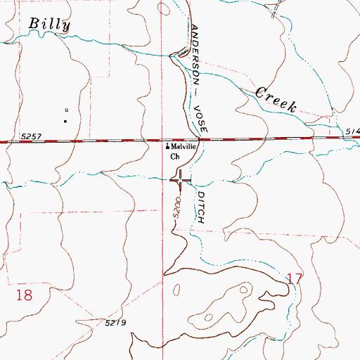 Topographic Map of Anderson Vose Ditch, MT