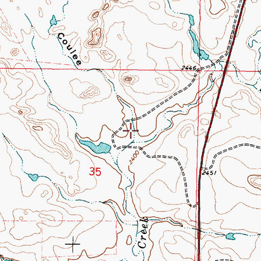 Topographic Map of Andrews Coulee, MT