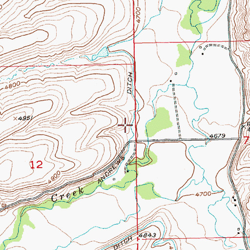 Topographic Map of Andrews Ditch, MT