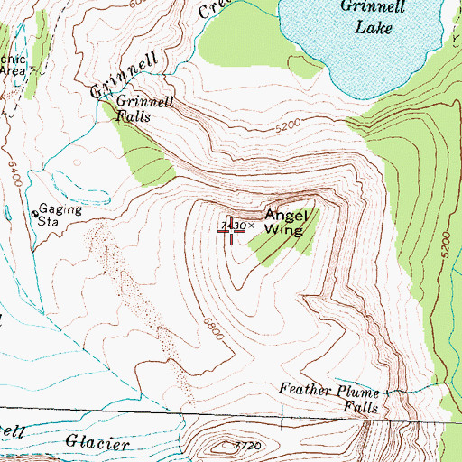 Topographic Map of Angel Wing, MT