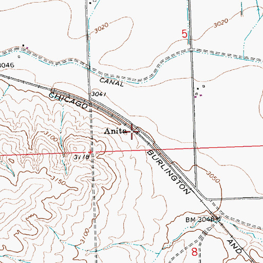 Topographic Map of Anita, MT