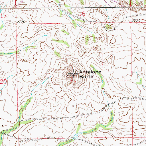 Topographic Map of Antelope Butte, MT