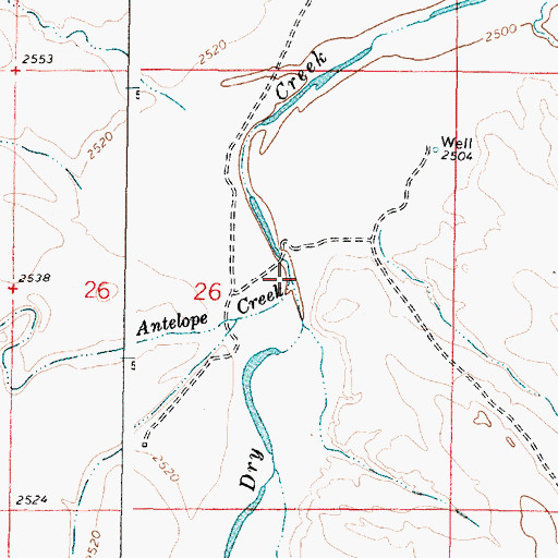 Topographic Map of Antelope Creek, MT