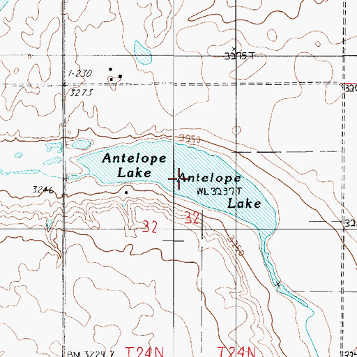 Topographic Map of Antelope Lake, MT