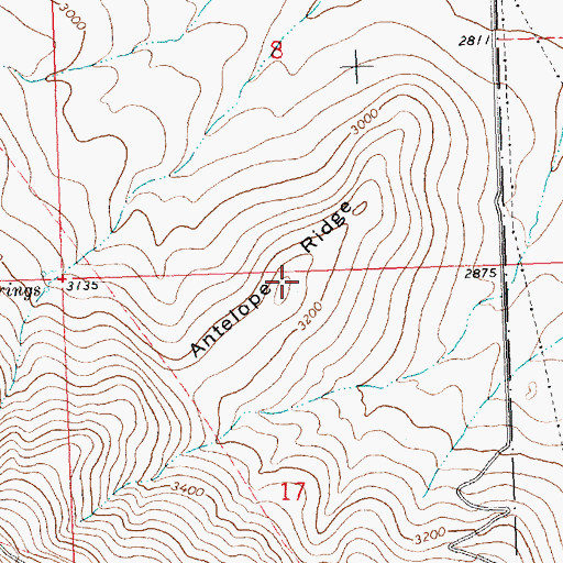 Topographic Map of Antelope Ridge, MT