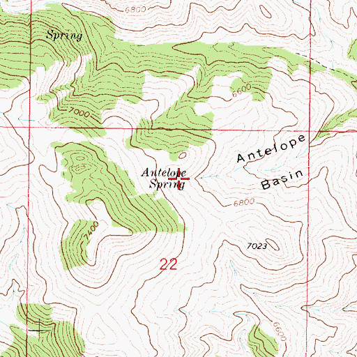 Topographic Map of Antelope Spring, MT