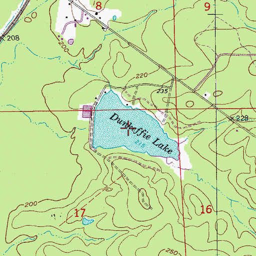 Topographic Map of Dunkeffie Lake, AR