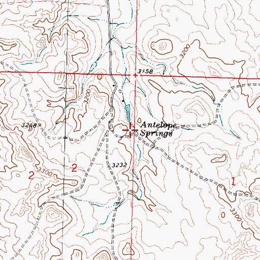 Topographic Map of Antelope Springs, MT