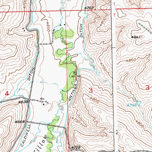 Topographic Map of Antilla Ditch, MT