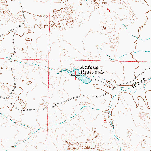 Topographic Map of Antone Reservoir, MT